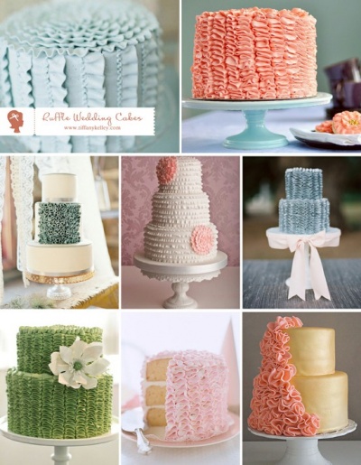 Ruffle vintage wedding cakes